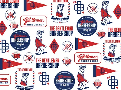 The Gentleman Barbershop barber french logo retro shop vintage