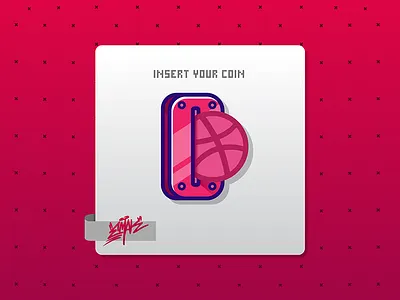Insert Your Coin arcade game coin emak illustration rebound sticker
