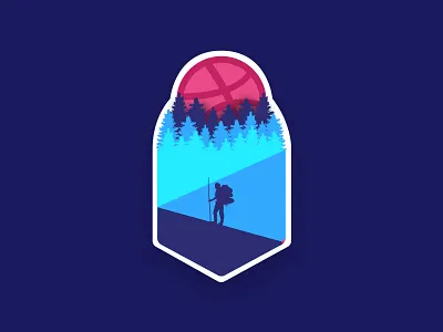 Dribbble Wanderer adventure dribbble flat forest illustration mountain mule playoff sticker stickermule vector wanderer