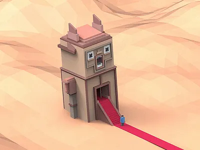 Totem 3d cinema4d color desert keyshot lowpoly render safari sketchup totem