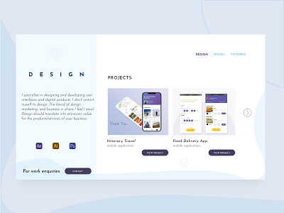 Portfolio page 2d app design interface invite portfolio resume travel ui ux web