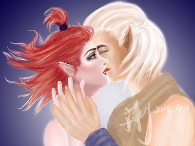 The kiss of the vampire cg illustration painting