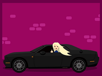 Crazy drives dodge car crazy dodge driver girl illustration