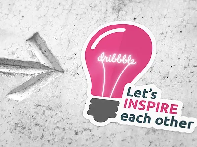 Let's inspire each other! arrow bulb concrete dribbble inspiration inspire light light bulb mule sticker sticker mule