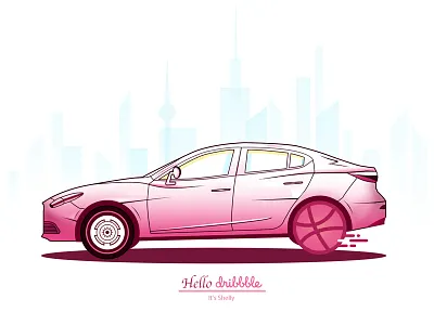 Hello Dribbble, It's Shelly here~ car dribbble red