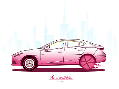 Hello Dribbble, It's Shelly here~ car dribbble red