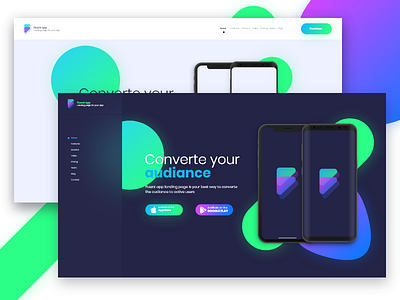 Mobile app landing page app dark fluent landing page light ui ux