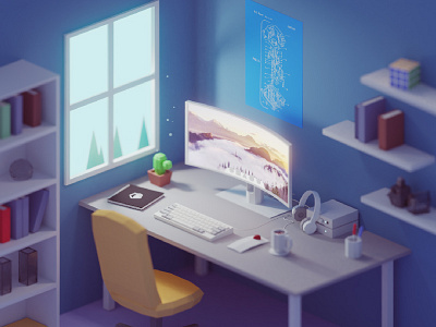 Keyclack posters b3d blender computer illustration isometric keyboard keyclack low poly poster render rig