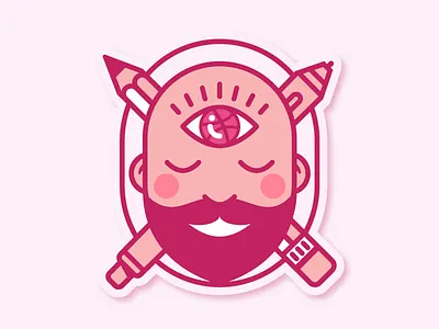 3rd eye badge eye flat icon logo pen playoffs sticker stickermule vector