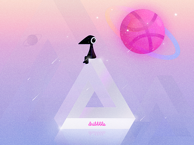 Hi，Dribbble .「追波彼岸—Crowman乌鸦人」 crowman dribbble ball. triangle. sketch ocean sky stars