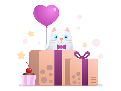 Illustration for online shop boxes cat illustration package sketch vector