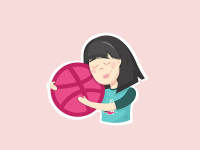 Dribbble Playoff! Sticker cute dribbble flat girl illustration playoff sticker