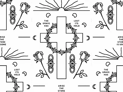 The Stone is Gone badge branding church easter illustration lines logo packaging pattern system typography
