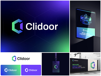 Clidoor - Smart Locks & Security Systems Logo Design automation biometric brand identity branding cyber security digital access control door futuristic home home security iot security lock logo logo design logo identity logotype modern logo security smart lock system