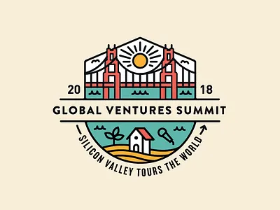 Sillicon Valley Tours Badge badge bridge golden gate bridge illustration logo san francisco sf