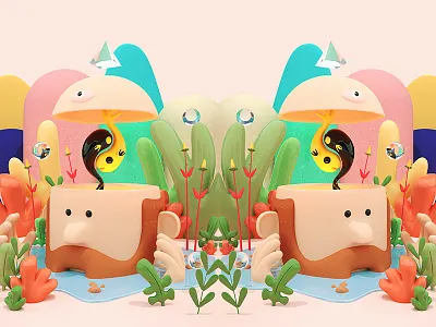 Outbreak 3d c4d character color illustration outbreak plants simple