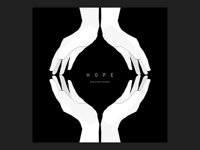 Poster - "HOPE" art banner black creative design hands hope illustration poster white
