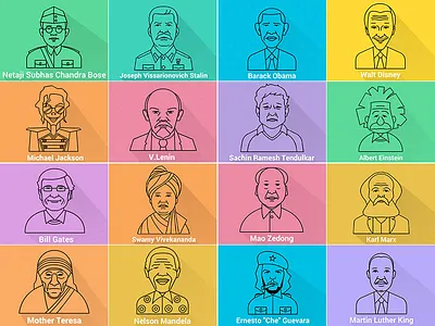 Line Icon of famous peoples animated animation design flat gif animation loading loop trend trendy ui ux