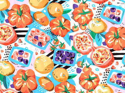 Food pattern berries colors drawing fruits market orange pattern tangerine tomato vegetables