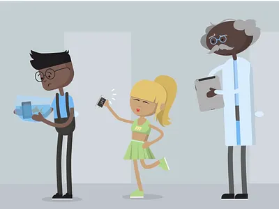 WeFix - Anim 1 - customers animation characters customer design fish illustration iphone line motiongraphics room tech vector