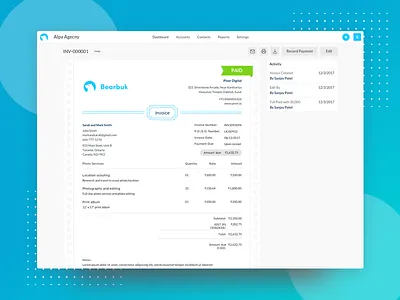 Invoice Preview accounting bearbook desktop invoice saas web