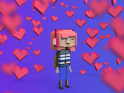 Valentine and Love 3d avatar c4d character clayrender color gamedev indiegame lowpoly makedev render tolitt