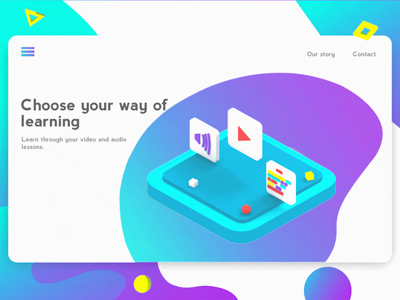 Choose Your Way Of Learning 3d animation crypto currency illustration interface learn lowpoly school team ui ux user vector web design