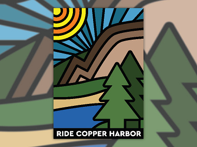 Ride Copper Harbor bike draplin nature outside poster thick lines