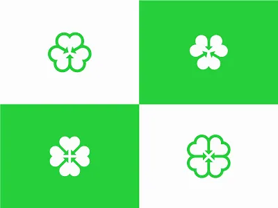 3 and 4 Arrow Leaf Clover branding clover identity leaf logo mark negative space sign symbol white space