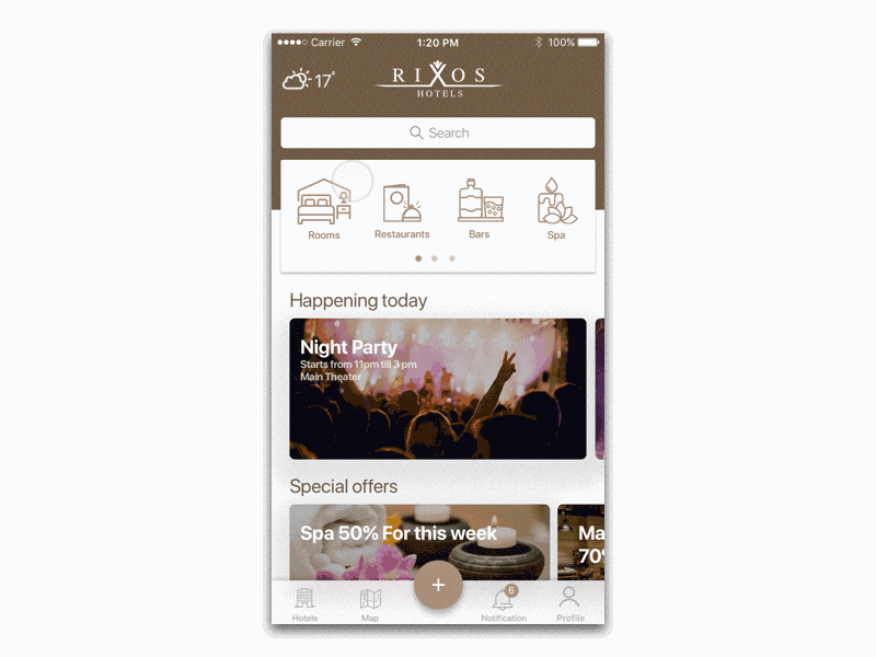 Rixos hotel App app hotel ios iphone mobile prototype rixos smart phone