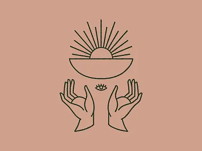 Heirloom all seeing eye bowl branding eye hands monoline mystical restaurant sun symbolism vintage