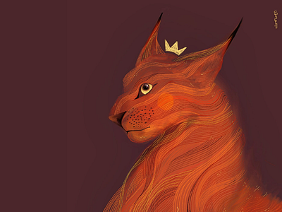 Queen animal illustration lynx queen ui website