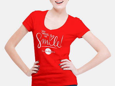 Free Smiling Woman Wearing V Shape T-Shirt Mockup 2018 fashion free mockup freebie mockup mockup free mockup psd psd tshirt mockup