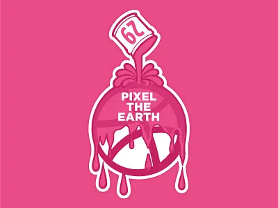 Pixel the Earth dribbble illustration logo playoff stickermule