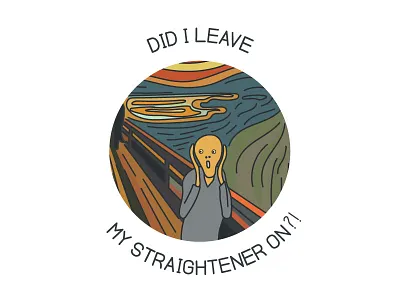 The Scream badge block color fine art line art munch straightener the scream