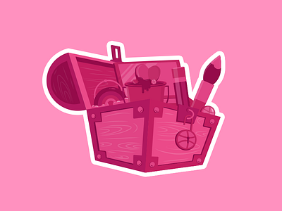 Dribbble Treasure Chest! brush bucket heart illustration inspiration pencil playoffs rainbow treasure treasure chest