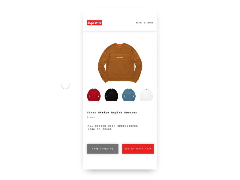 Studio Jam: Product gallery and add to cart add to cart animated gif interaction invision studio slider supreme