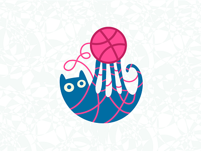 Dribbble Playoff animal cat dribbble feline pet. yarn sticker stickermule