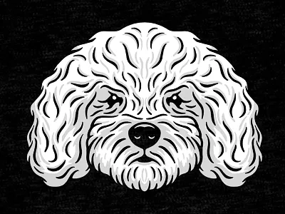 Lucas the Puff dog illustration mini goldendoodle puppy wavy