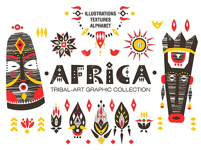 Africa - Tribal-art Collection africa african creativemarket decorative hand drawn illustration mask texture vector