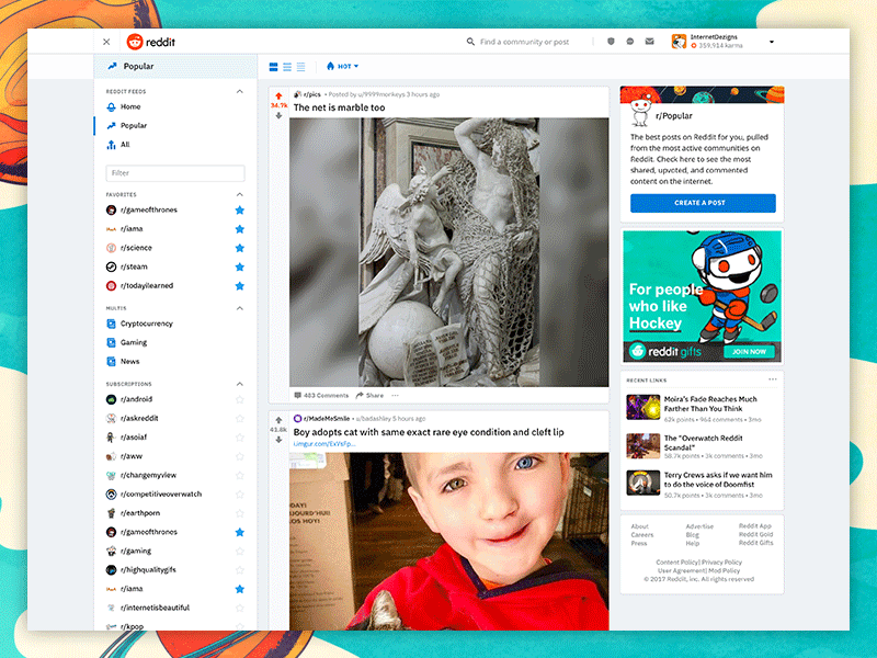 π Reddit Redesign π design interface reddit redesign ui ux view type