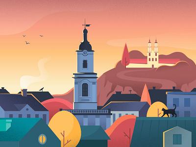 The great beauty of small towns. 2d art calendar illustration landscape uniqa vector
