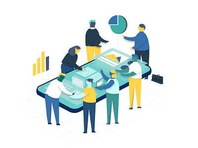 Team Collaboration analytics building illustration office people product statistic team technology