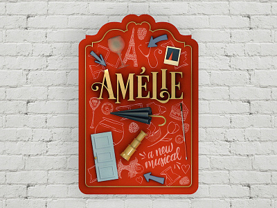Amélie Poster 3d illustration amelie amélie broadway broadway poster cinema 4d composition custom type hand lettering illustration lettering type