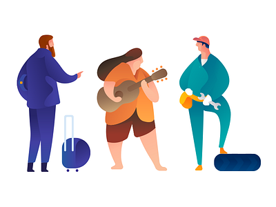 Curvy Gradient People avatar gradient icon icons illustrations mechanic people pilot singer ui vector