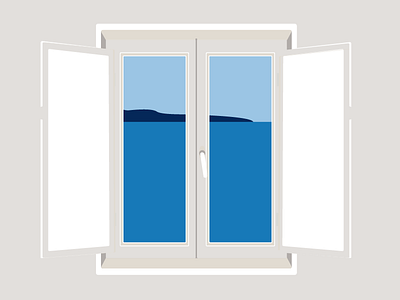 My room window in Santorini flat greece illustration illustrator island vector view water window