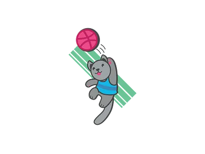 Higher! basket ball cartoon cat cute dribbble sticker vector