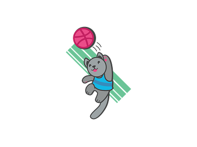 Higher! basket ball cartoon cat cute dribbble sticker vector