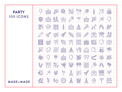 Made By Made | Line Icons – Party celebration fireworks icons illustrations infographics line icons new years eve party symbols ui ux vector