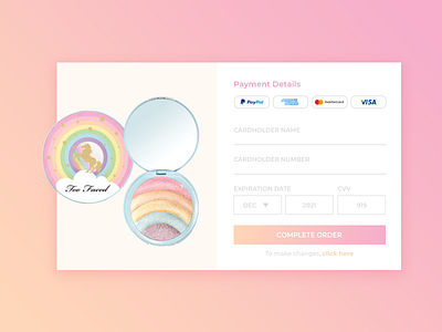 Daily UI #002 Credit Card Checkout checkout creditcard dailyui dailyui002 makeup sketch